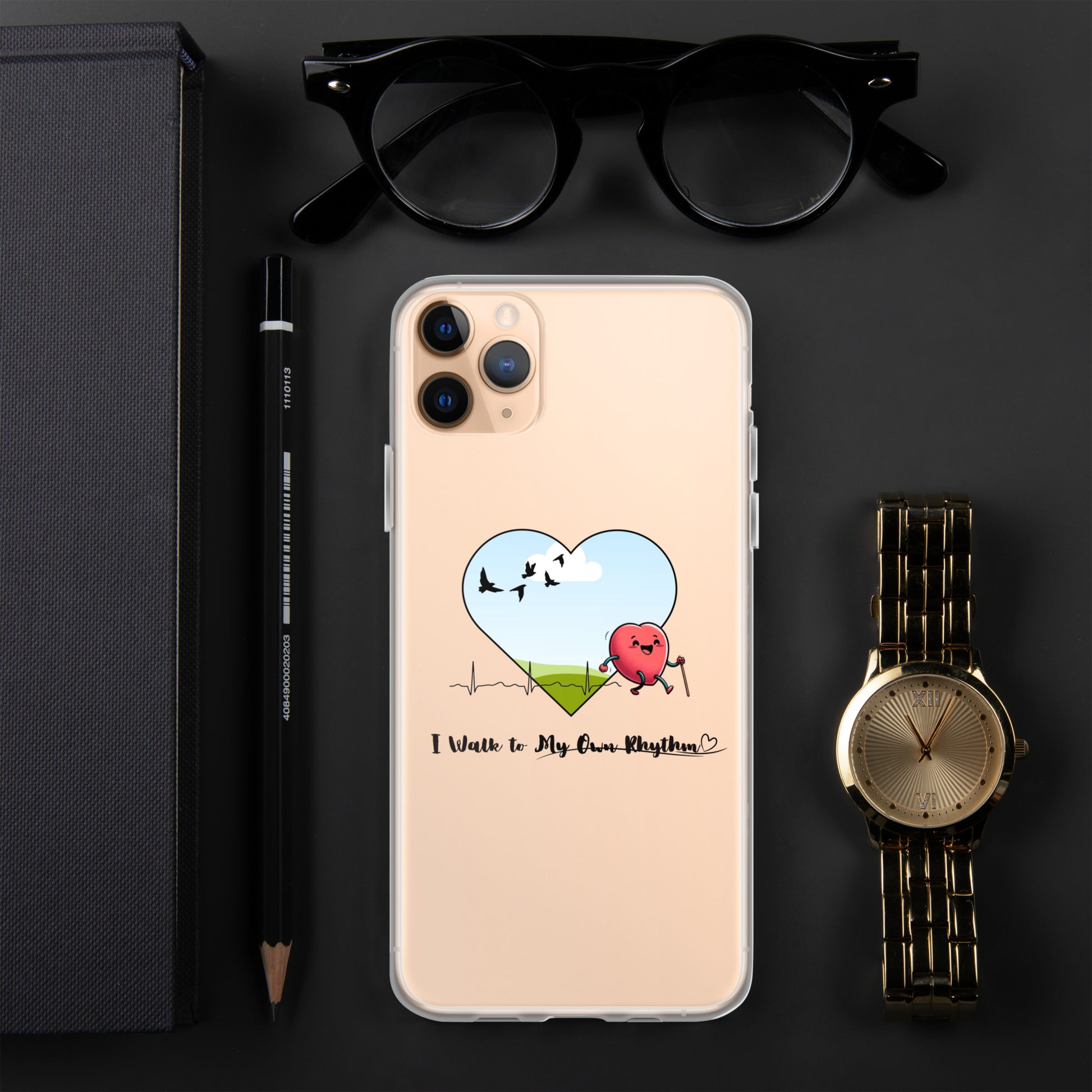 a phone case with a picture of a heart on it