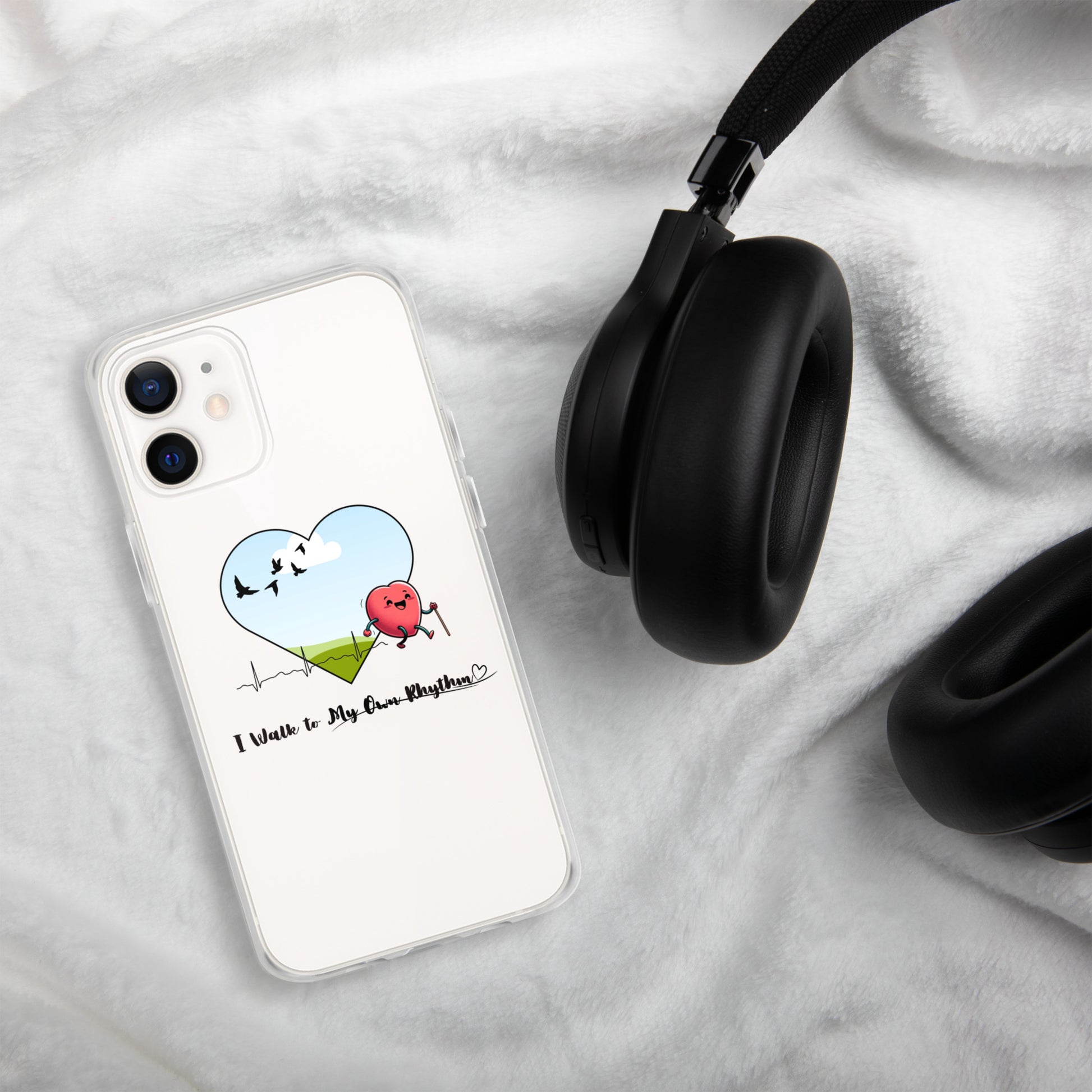 a phone case with a picture of a heart on it