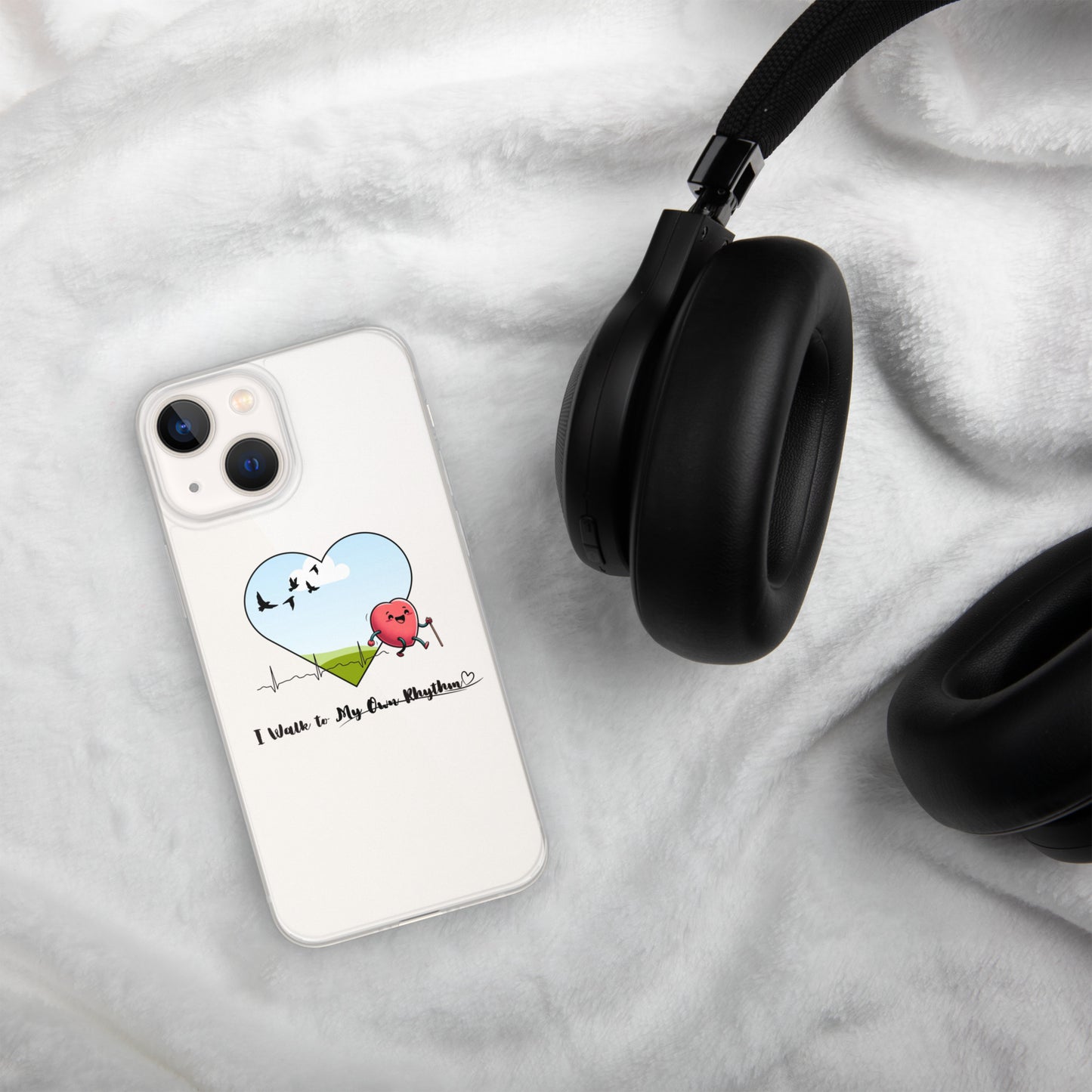 a white phone case with a cartoon heart on it