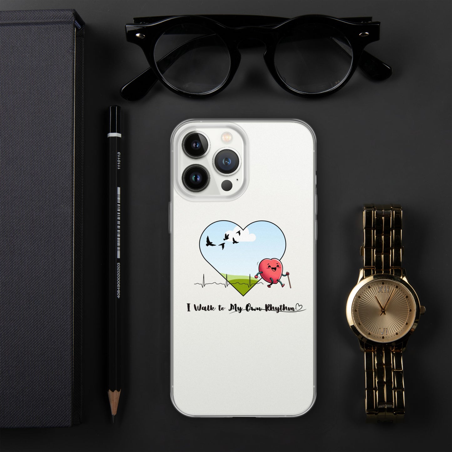 a phone case with a picture of a heart on it