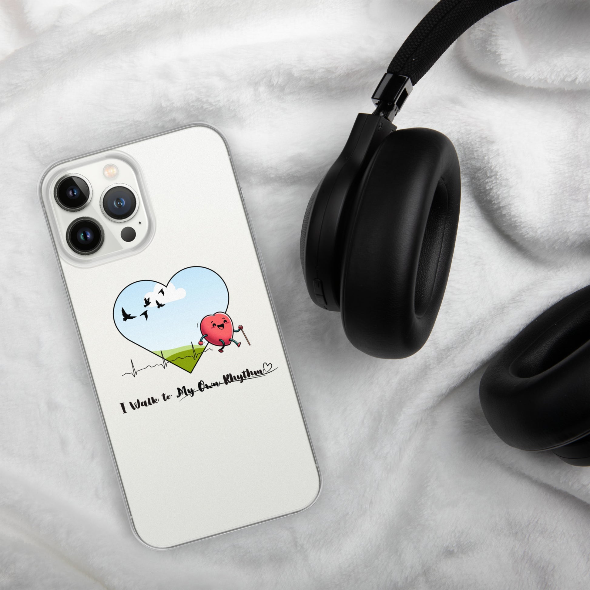 a phone case with a picture of a heart on it