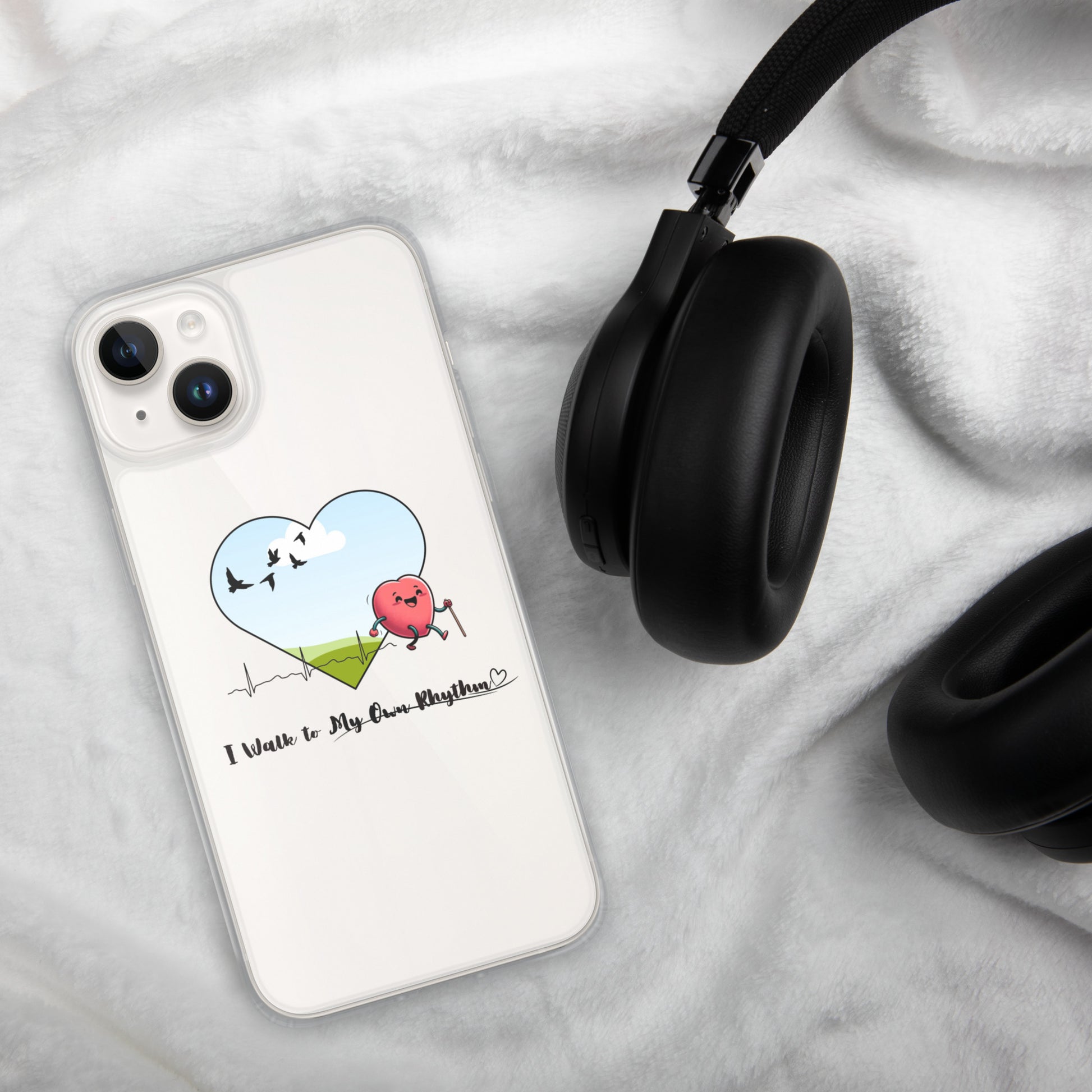 a phone case with a picture of a heart on it