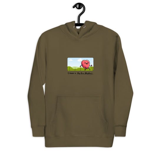 a brown hoodie with a picture of an apple on it