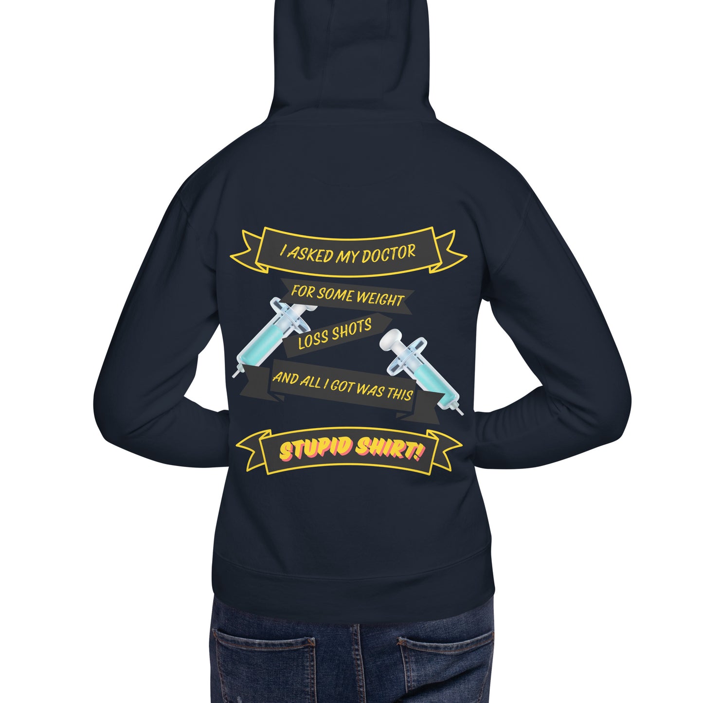 a woman wearing a hoodie with guns on it